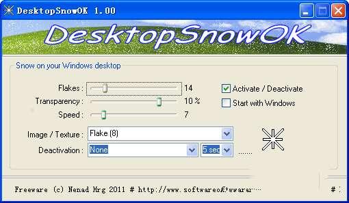 桌面下雪花效果(DesktopSnowOK) 6.01 官方绿色版 桌面下雪花效果(DesktopSnowOK) 6.01 官方绿色版